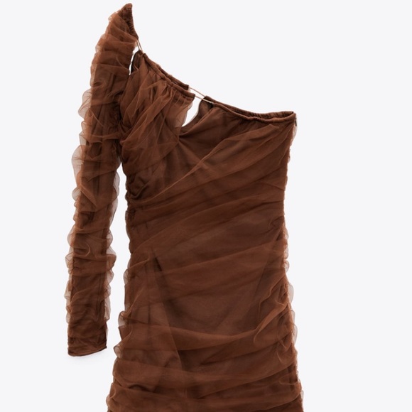 NWT Zara Asymmetrical Tulle Cutout Party Cocktail Dress - Picture 10 of 15